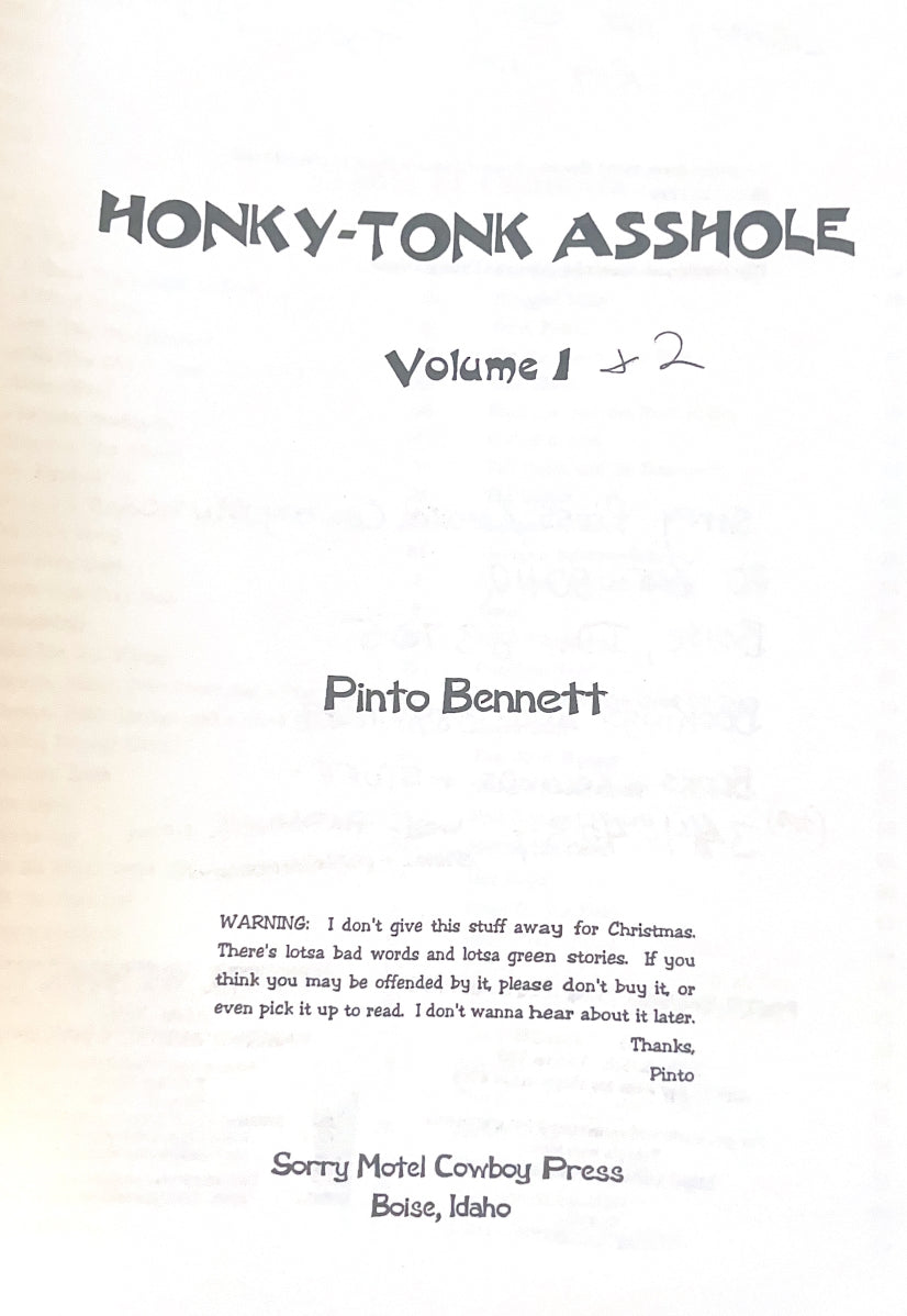 Pinto Bennett's: Honky Tonk Asshole Combo Book